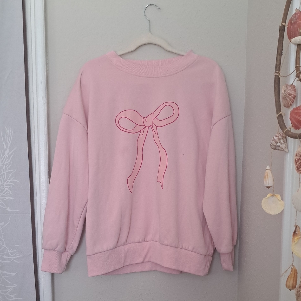 Katydid Light Pink Bow Crew Neck Sweater